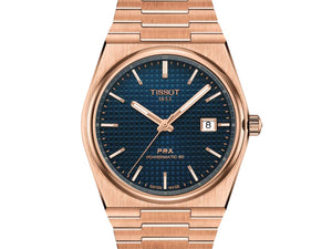 TISSOT 天梭 PRX 系列80小時自動款PVD玫瑰金色機械腕錶 40mm T1374073304100