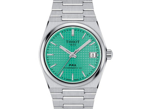 TISSOT 天梭 PRX 系列80小時自動款復古時尚機械腕錶薄荷面 35mm T1372071109101