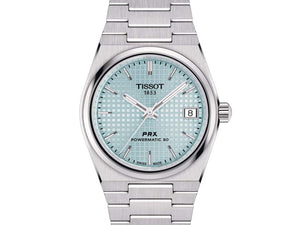 TISSOT 天梭 PRX 系列80小時自動款機械腕錶 冰藍面 35mm T1372071135100