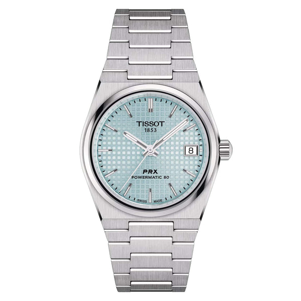 TISSOT 天梭 PRX Powermatic 80 機械腕錶 冰藍面 35mm T1372071135100