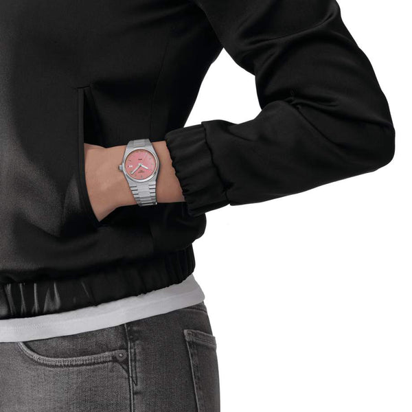TISSOT 天梭 PRX 復古時尚石英腕錶粉色面 35mm T1372101133100