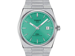 TISSOT 天梭 PRX 系列80小時自動款復古時尚機械腕錶薄荷面 40mm T1374071109101