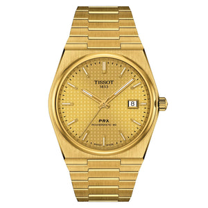 TISSOT 天梭 PRX 系列80小時自動款機械腕錶PVD金色鍊帶款 40mm T1374073302100