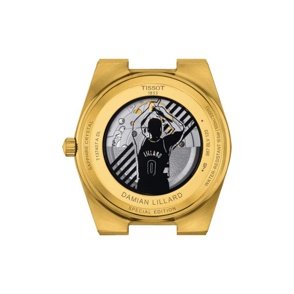 TISSOT 天梭 PRX 系列80小時自動款 Damian Lillard 聯名 PVD金色腕錶 40mm T1374073305100