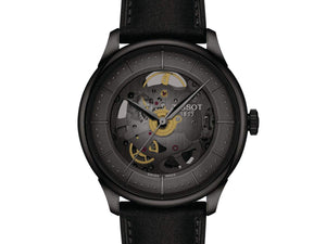 TISSOT 天梭 CDT 杜魯爾系列80小時PVD黑色鏤空機械腕錶 39mm T1398363644100 - 新萬國鐘錶