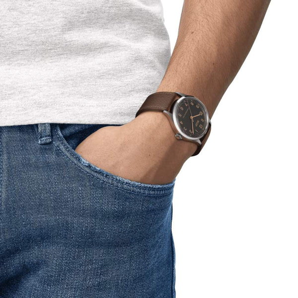 TISSOT 天梭 Heritage 1938 傳承系列復刻經典COSC天文台認證黑面機械錶 39mm T1424641606200