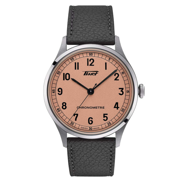 TISSOT 天梭 Heritage 1938 傳承系列復刻經典COSC天文台認證鮭魚面機械錶 39mm T1424641633200