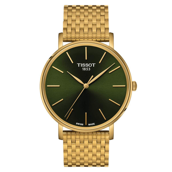 TISSOT 天梭 Everytime 系列簡約PVD黃金米蘭石英腕錶 40mm T1434103309100