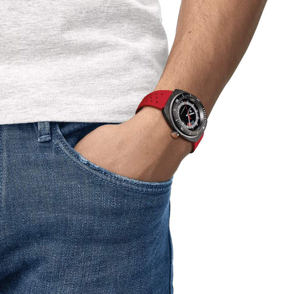 TISSOT 天梭 SIDERAL S 系列鍛造碳纖維300米潛水腕錶  41mm  T1454079705702