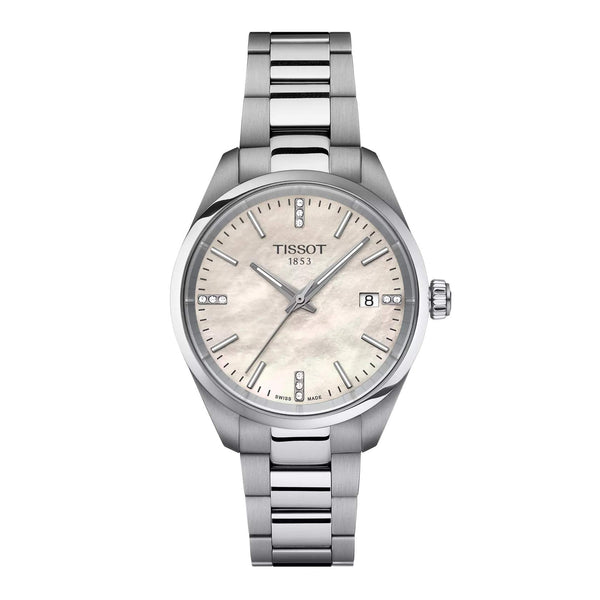 TISSOT 天梭 PR100系列經典時尚珍珠母貝鑽面石英女錶 34mm T1502101111600