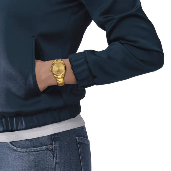 TISSOT 天梭 PR100系列 經典時尚PVD黃金石英女錶 34mm T1502103302100