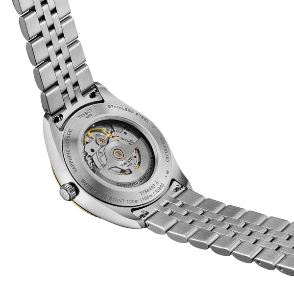 TISSOT 天梭 BALLADE 寶環系列80小時動力儲存黃金色PVD天文台認證自動機械腕錶 39mm T1564082203300