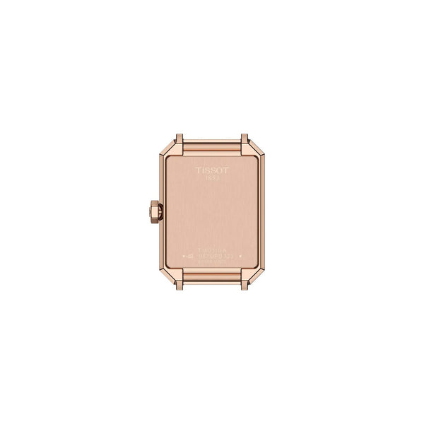 TISSOT 天梭 SRV系列方形時尚黃金PVD珍珠母貝石英女士腕錶 30x22mm T1601103611300