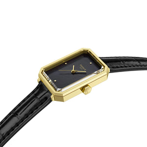 TISSOT 天梭 SRV系列方形時尚黃金PVD真鑽珍珠母貝石英女士腕錶 30x22mm T1601103612600