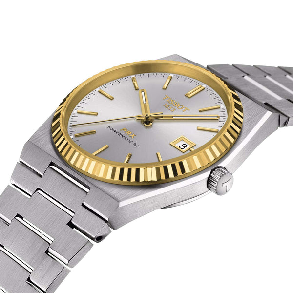 TISSOT 天梭 PRX Powermatic 80 機械腕錶 18k黃金錶圈 T9314074103101