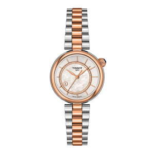 TISSOT 天梭 Desir 系時尚玫瑰金PVD雙色珍珠母貝機械女士腕錶 28mm T152.207.22.111.00 T1522072211100