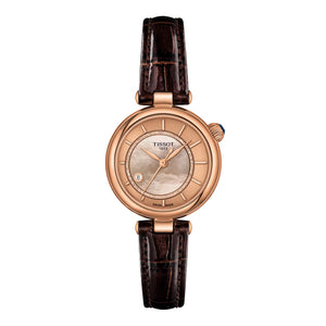 TISSOT 天梭 Desir 系時尚玫瑰金PVD珍珠母貝機械女士腕錶 28mm T152.207.36.521.00 T1522073652100