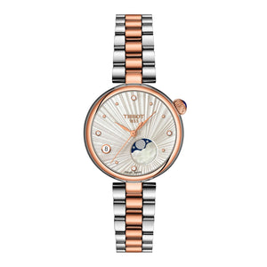 TISSOT 天梭 Desir 系時尚玫瑰金PVD雙色真鑽月相石英女士腕錶 28mm T152.223.22.036.00 T1522232203600