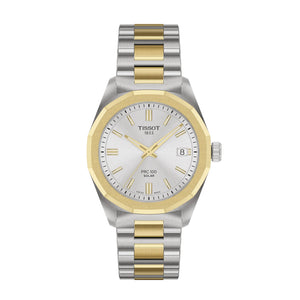 TISSOT 天梭 PRC 100 Solar 太陽能石英時尚黃金PVD經典腕錶 34mm T1518222203100