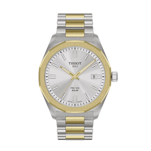 TISSOT 天梭 PRC 100 Solar 太陽能石英時尚黃金PVD經典腕錶 39mm T1514222203100