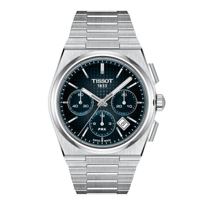 TISSOT 天梭 PRX 系列自動款70年代計時機械錶藍色漸層面盤快拆鋼帶 42mm T1374271104101
