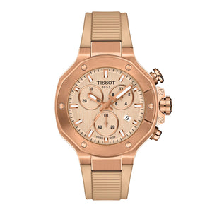 TISSOT 天梭 T-Race 競速運動系列三眼計時碼黃金PVD石英錶 38mm T1418173750100