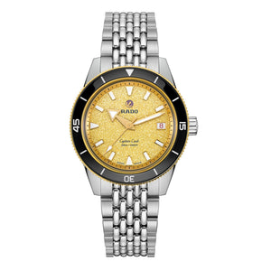 RADO 雷達錶 Captain Cook 庫克船長300米金鑽黃80小時自動潛水腕錶 39mm R32223258