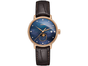 Rado 雷達錶 Coupole 晶璨系列玫瑰金PVD月相石英腕錶 34mm R22884935 - 新萬國鐘錶