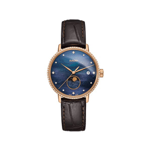 Rado 雷達錶 Coupole 晶璨系列玫瑰金PVD月相石英腕錶 34mm R22884935 - 新萬國鐘錶