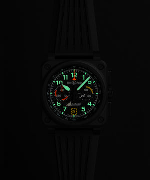 Bell & Ross 柏萊士 BR-03 Rafale Solo Display 疾風戰鬥機單機飛行表演隊計時陶瓷腕錶 42mm BR0394-RSD-CE/SRB