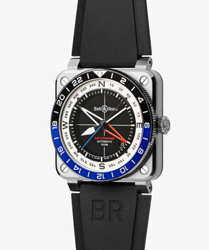 Bell & Ross 柏萊士 BR-03 GMT Compass 兩地時區指南針顯示機械腕錶 42mm BR0393-COM-ST/SRB