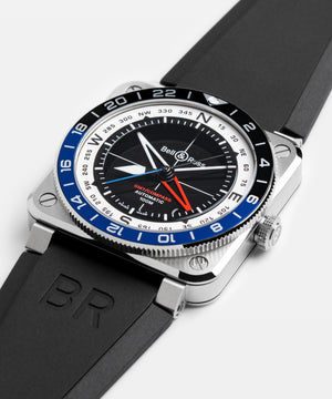 Bell & Ross 柏萊士 BR-03 GMT Compass 兩地時區指南針顯示機械腕錶 42mm BR0393-COM-ST/SRB