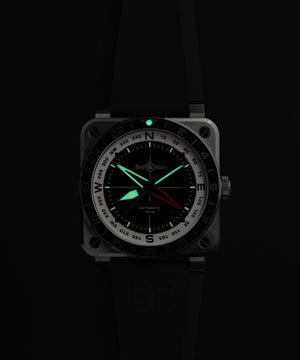 Bell & Ross 柏萊士 BR-03 GMT Compass 兩地時區指南針顯示機械腕錶 42mm BR0393-COM-ST/SRB