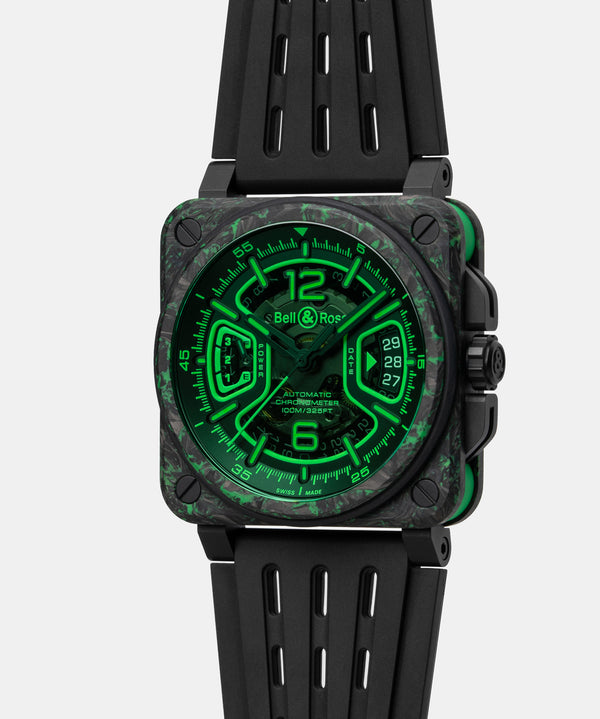 Bell & Ross 柏萊士 BR-X3 Night Vision 自製機芯碳纖維夜光迷彩機械腕錶 41mm BRX3R-GN-CA/SRB