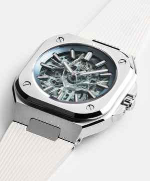 Bell & Ross 柏萊士 BR-05 Skeleton Arctic Blue 冰裂紋鏤空限量版腕錶膠帶款 40mm BR05A-AB-SKST/SRB
