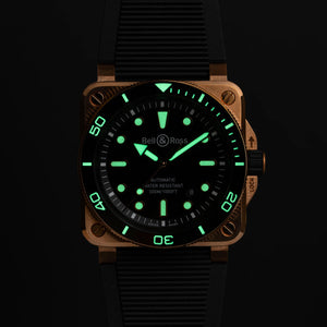 Bell & Ross 柏萊士 BR-03 Diver Black Bronze 300米青銅潛水自動腕錶 42mm BR03A-D-BL-BR/SRB - 新萬國鐘錶