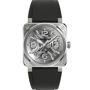 Bell & Ross 柏萊士 BR-03 Skeleton Steel 鏤空不鏽鋼自動腕錶 41mm BR03A-BL-SKST/SRB