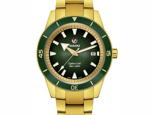 RADO 雷達錶 Captain Cook 庫克船長300米PVD黃金綠面陶瓷潛水腕錶 42mm R32136323 - 新萬國鐘錶