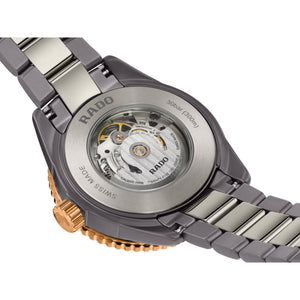 RADO 雷達錶 Captain Cook 庫克船長高科技電漿陶瓷PVD玫瑰金鏤空潛水腕錶 43mm R32148172