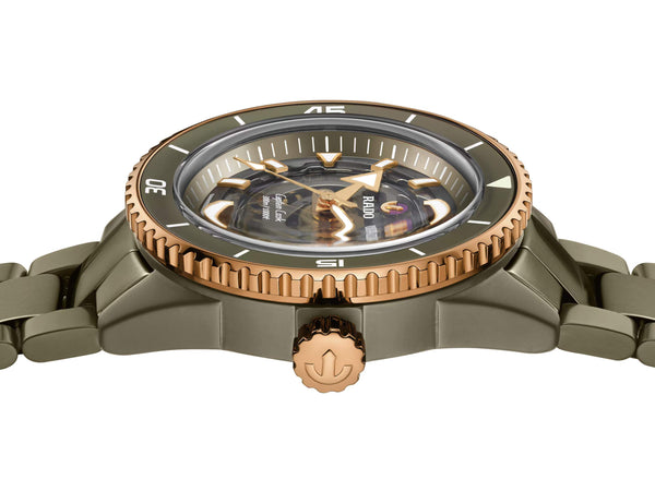 RADO 雷達錶 Captain Cook 庫克船長高科技橄欖綠陶瓷鏤空潛水腕錶 43mm R32150162