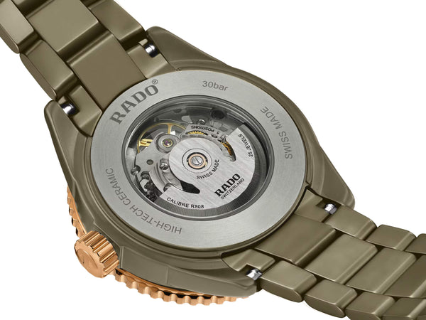 RADO 雷達錶 Captain Cook 庫克船長高科技橄欖綠陶瓷鏤空潛水腕錶 43mm R32150162