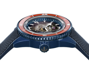 RADO 雷達錶 Captain Cook 庫克船長高科技海軍藍陶瓷紅色外圈鏤空潛水限量版腕錶 43mm R32152209