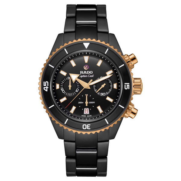 RADO 雷達錶 Captain Cook 庫克船長系列高科技陶瓷300米計時腕錶 43mm R32190153