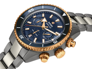 RADO 雷達錶 Captain Cook 庫克船長系列高科技電漿陶瓷玫瑰金PVD300米計時腕錶 43mm R32195202 - 新萬國鐘錶