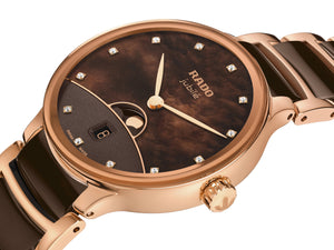 RADO 雷達錶 Centrix 晶萃系列月相鑽石珍珠母貝陶瓷石英腕錶 35mm R30232902