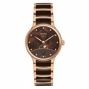RADO 雷達錶 Centrix 晶萃系列月相鑽石珍珠母貝陶瓷石英腕錶 35mm R30232902