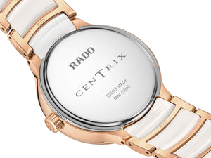 RADO 雷達錶 Centrix 晶萃系列月相鑽石珍珠母貝陶瓷石英腕錶 35mm R30232922 - 新萬國鐘錶
