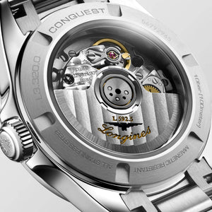 LONGINES 浪琴 Conquest 征服者系列鑽圈珍珠母貝鑽面優雅時尚運動腕錶 30mm L33200876