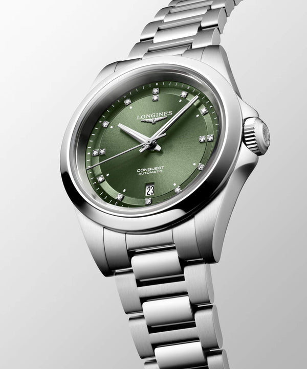 LONGINES 浪琴 Conquest 征服者系列鑽面優雅時尚運動腕錶 30mm L33204076