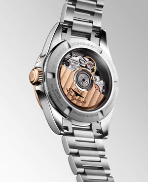 LONGINES 浪琴 Conquest 征服者系列不鏽鋼及18K玫瑰金優雅時尚運動腕錶 30mm L33205026